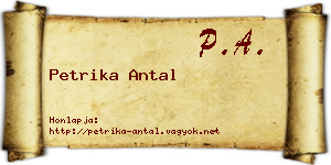 Petrika Antal névjegykártya